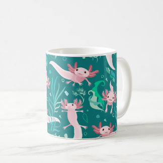 Alotta Axolotts rosados en la taza Verde azulada