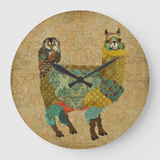 Alpaca del oro y reloj de pared del búho del