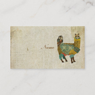 Alpaca del oro y tarjeta de visita del búho del