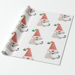 Alpaca en Santa hat Navidades envuelto papel