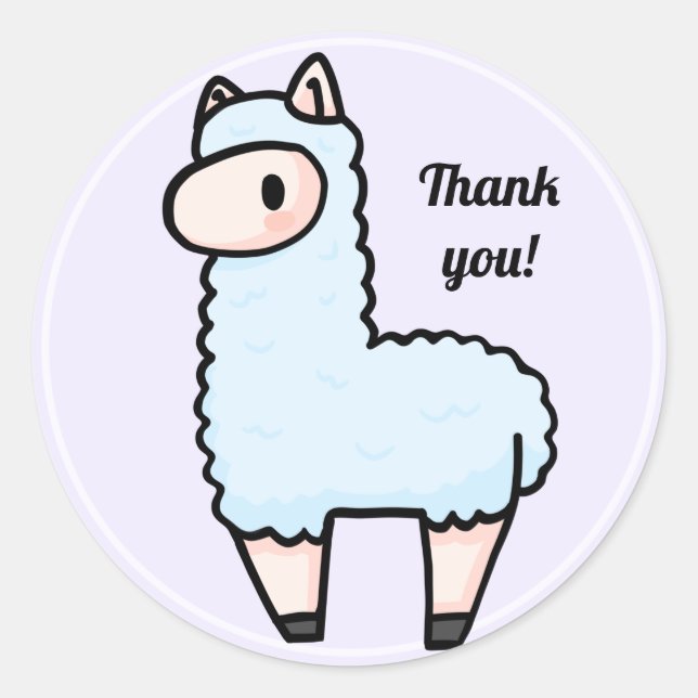 Alpaca gracias pegatina redondo clásico (Anverso)