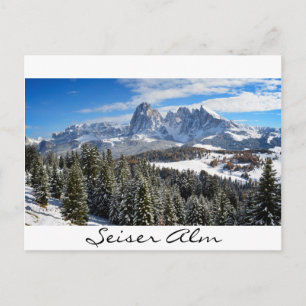 Alpe di Siusi en invierno postal de frontera blanc