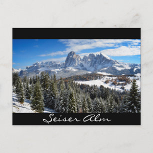 Alpe di Siusi en invierno postal de frontera negra
