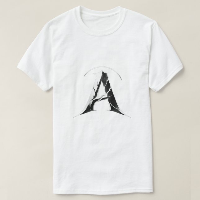 Alpha Shadow A – Camiseta Premium Oscura Letra A (Diseño del anverso)