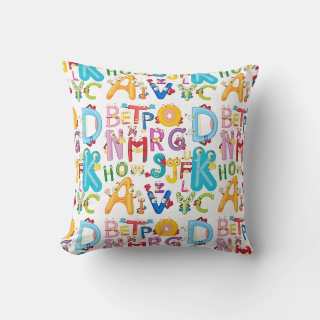 Alphabet Adventures Kids Cojín decorativo (Anverso)