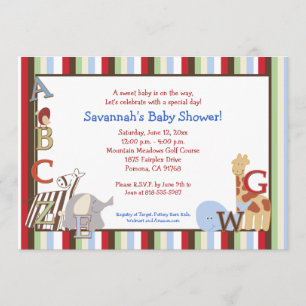 Alphabet Jungle Soup 5x7 Invitación Baby Shower