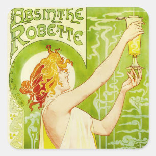 Alphonse Mucha Absinthe Robette Pegatinas