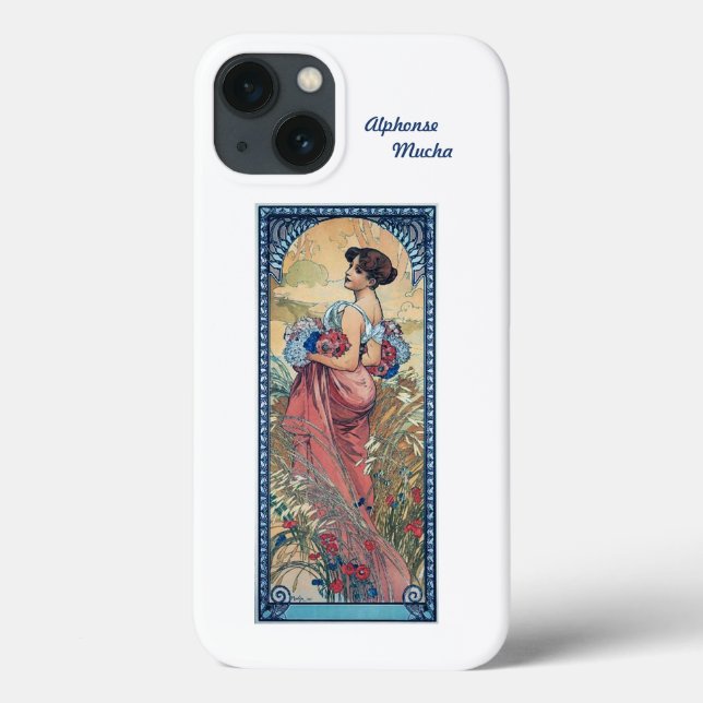 Alphonse Mucha Art Nouveau, funda de iPhone 13 (Reverso)