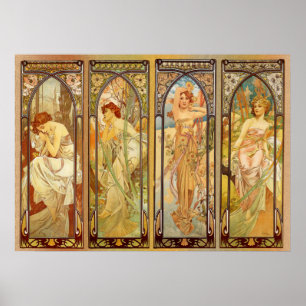 Alphonse Mucha Arte Nouveau Impresionante Mujer #3