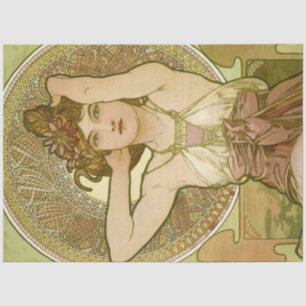 Alphonse Mucha Desnuda Papel de té Art Nouveau
