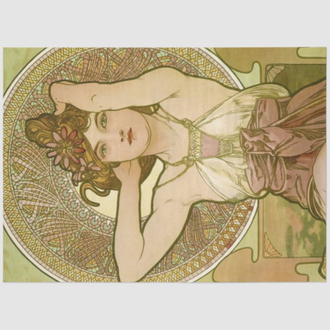 Alphonse Mucha Desnuda Papel de té Art Nouveau (Anverso)