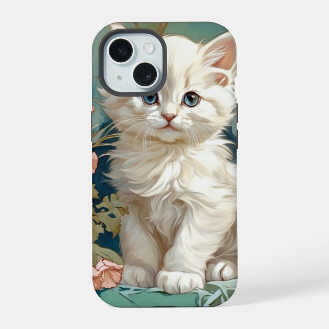 Alphonse Mucha Estilo Gato Blanco (Reverso )