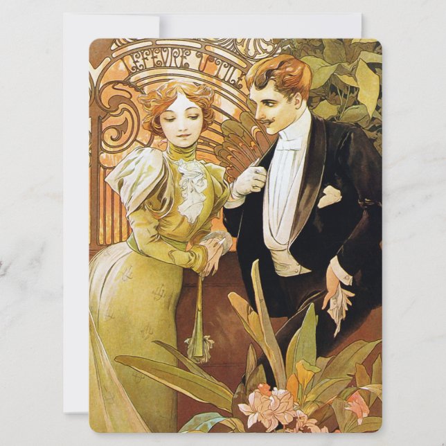 Alphonse Mucha Flirt Vintage Romantic Art Nouveau (Anverso)