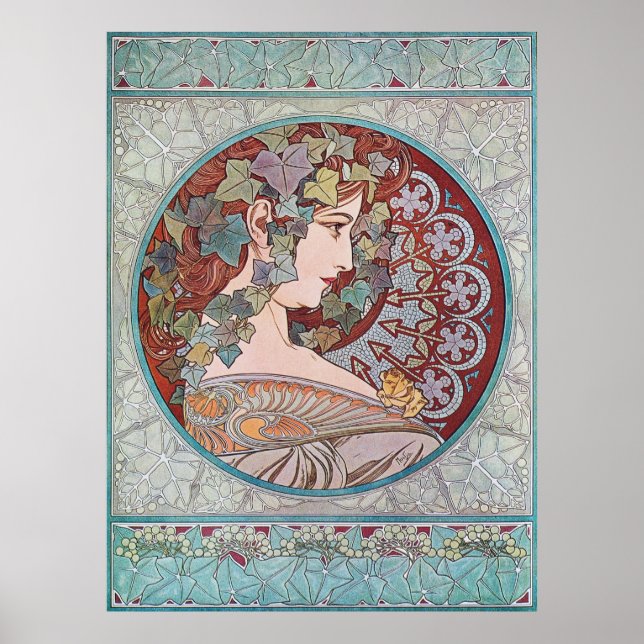 Alphonse Mucha Impresión Poster Art Nouveau de Ivy (Frente)