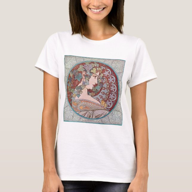 Alphonse Mucha Ivy Art Nouveau camiseta top (Anverso)