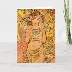 Alphonse Mucha La Tarjeta De Saludo Rosa