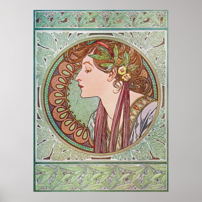 Alphonse Mucha Laurel Impresión Poster Art Nouveau (Frente)