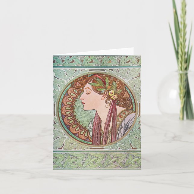 Alphonse Mucha Laurel Nota Art Nouveau Cartas V (Anverso)