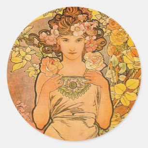 Alphonse Mucha Los Rosas Pegatinas