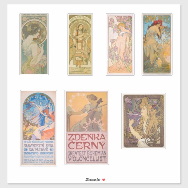 Alphonse Mucha Pegatina surtido 1 (Hoja)