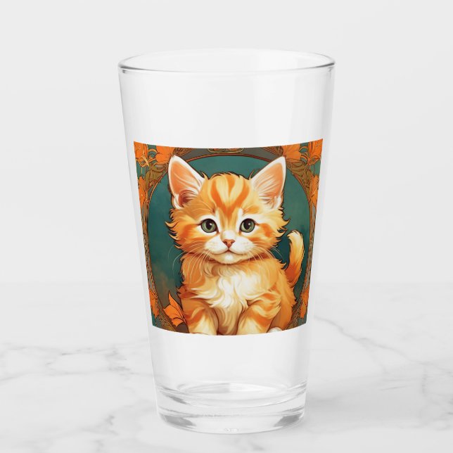 Alphonse Mucha Style Naranja Cat (Anverso)