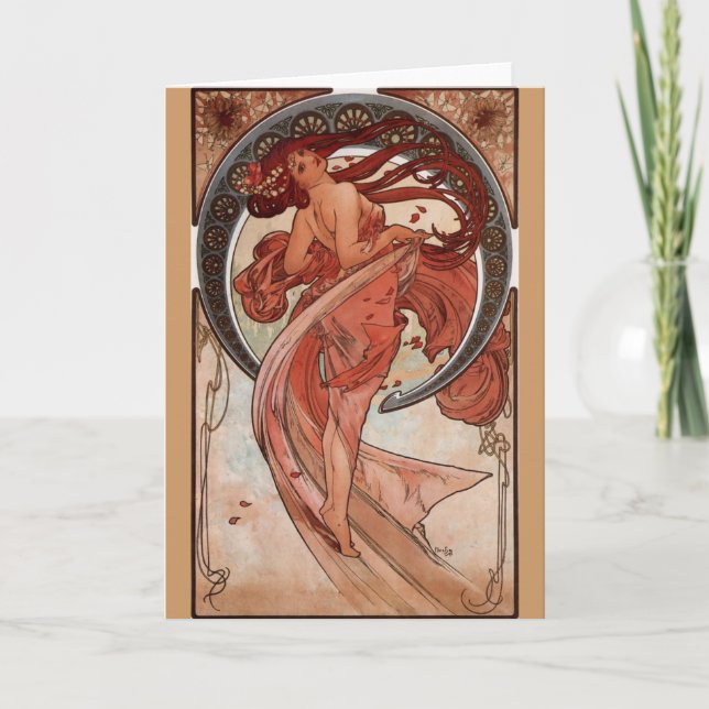 Alphonse Mucha, tarjeta de felicitación "Dance" Ar (Anverso)