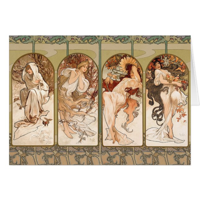 Alphonse Mucha The Seasons 1897 Art Nouveau (Anverso (Horizontal))