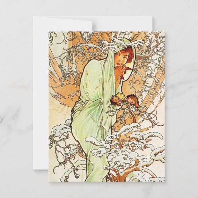 Alpohnse Mucha Invitaciones de Invierno (Anverso)