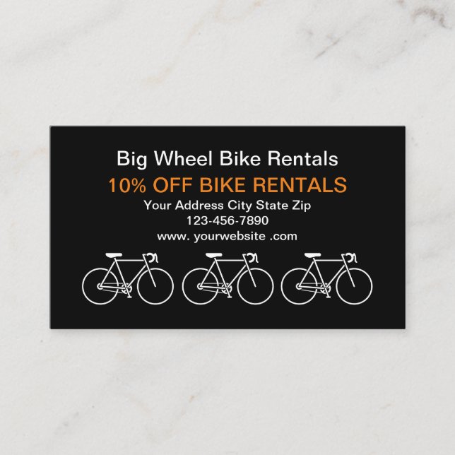 Alquiler de bicicletas Tarjetas de visita (Anverso)