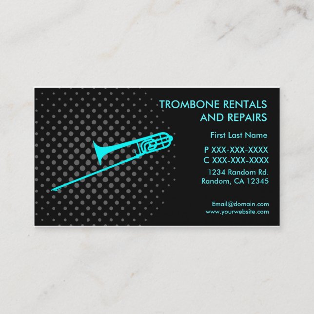 Alquiler de trombones reparan tarjetas de visita p (Anverso)