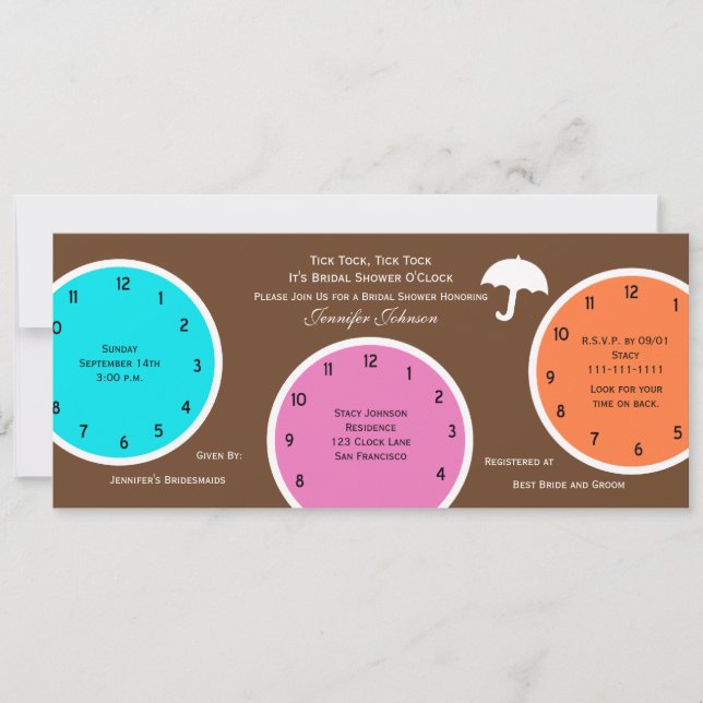 Alrededor del reloj marrón de la invitación a la d (Anverso)