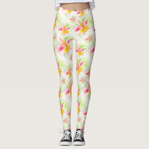 Alstroemeria floral lirio peruano leggings de arte