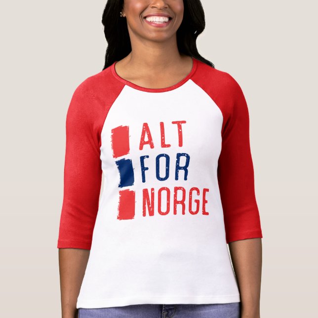 Alt para la camiseta noruega del lema de Norge (Anverso)
