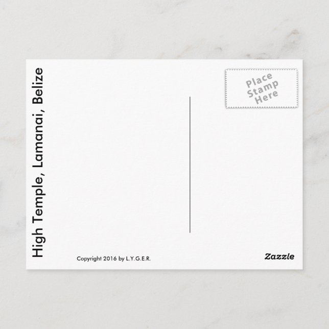 Alta Pirámide, Lamanai, postal de Belice (Reverso)