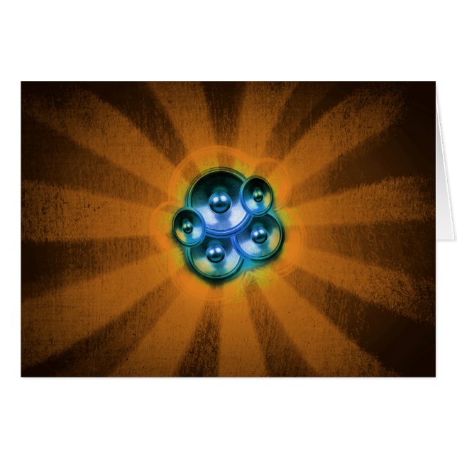 Altavoces de música y explosión de sol naranja (Anverso (Horizontal))