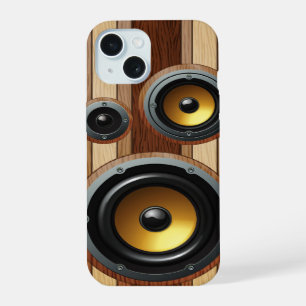 Altavoces elegantes con grano de madera retro