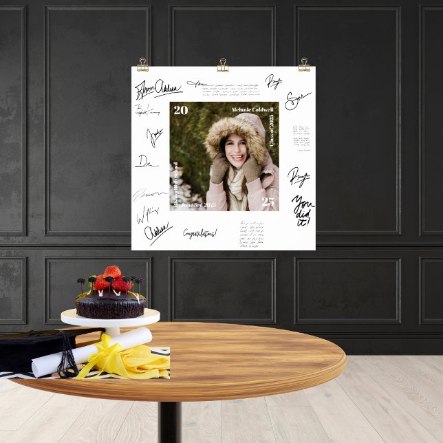Alternativa de libro de visitas Póster de foto de  (Make your graduation party memorable with this guest book alternative sign. A wonderful keepsake.)