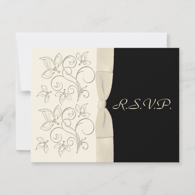 Alternativa de tarjetas R.S.V.P. de marfil y negro (Anverso)