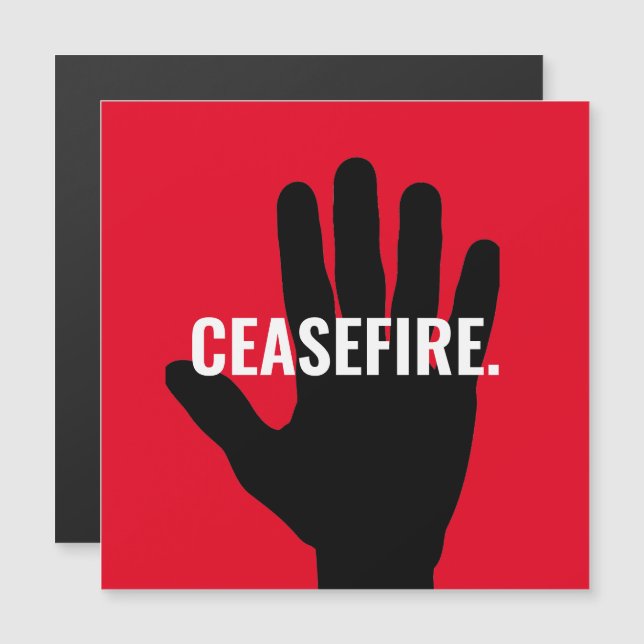 Alto al fuego mano negra roja imán contra la guerr (Anverso/Reverso)