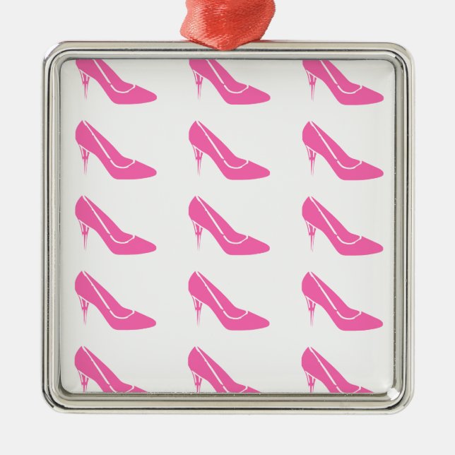 Alto talón de princesa rosa zapato adorno navideño (Frente)