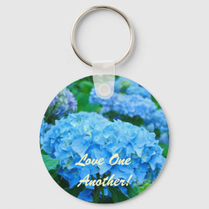 ¡Ama a los demás! Llavero Flores Hortensias Azules