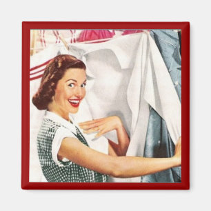 AMA DE CASA FELIZ EN EL IMÁN RETRO DEL DÍA DEL