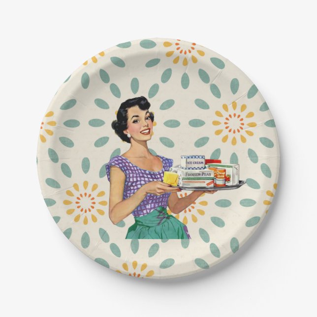 Ama de Casa Retro 1950 Platos de Papel (Anverso)