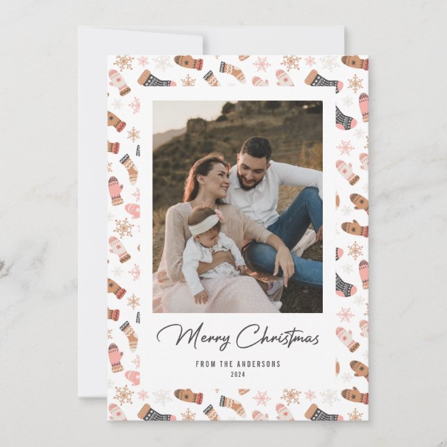 Ama guantes nevadas Tarjetas de Navidades de fotos (Anverso)