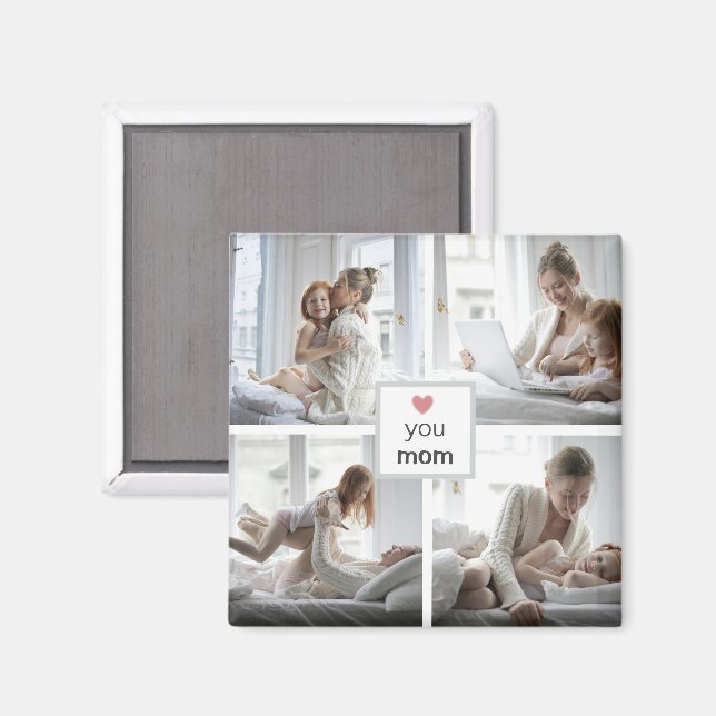 Ama Mamá - Imán de fotos de regalo personalizado (Anverso/Reverso)