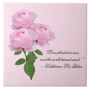 Ama Rosas Rosadas con Baldosa de Cerámica Decorati