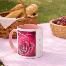 Ama Rosas Rosadas Taza de Dos Tonos de 11oz Rosa