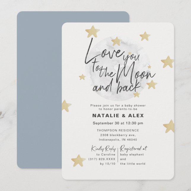 Ama tu luna y tu trasero invitación a Baby Shower (Anverso / Reverso)