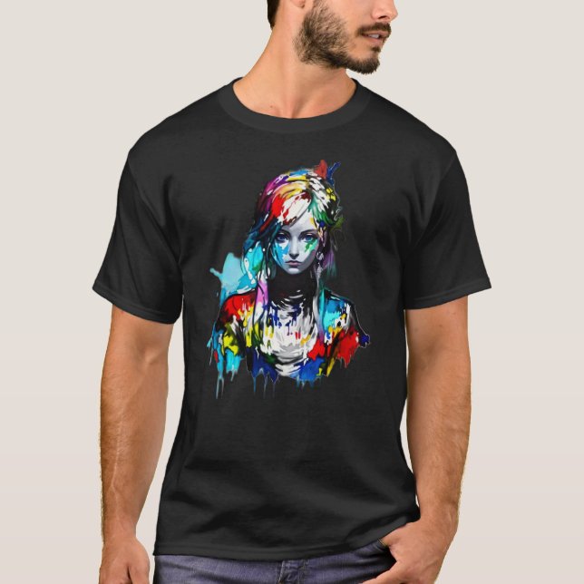 Ama tú mismo - Inspiradora camiseta con Chica (Anverso)