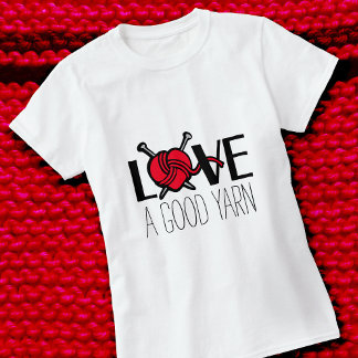 Ama un buen hilo camiseta de slogan rojo de punto